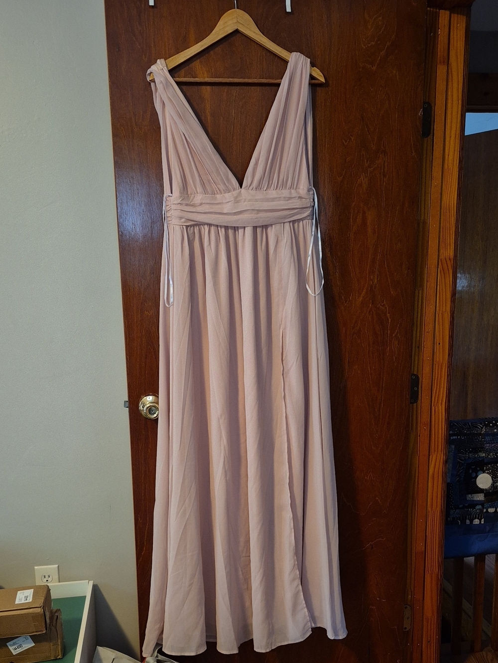 Lulu's Dusty Rose V-Neck Maxi Dress